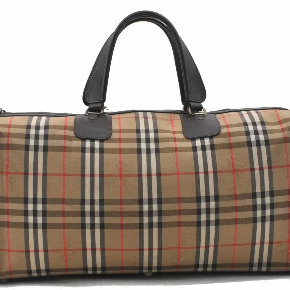 Auth Burberrys Nova Check Pattern Travel Boston Ba - Picture 4 of 12